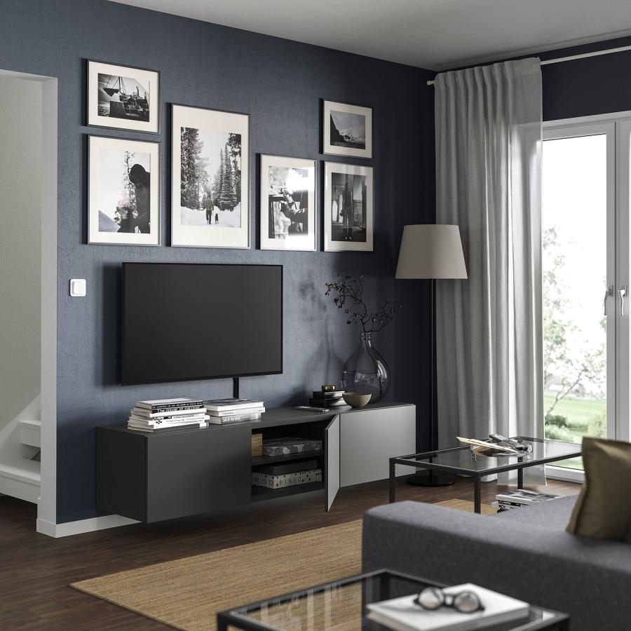 [IKEA/イケア/通販]BESTA ベストー テレビ台 扉付き, ダークグレー/ラップヴィーケン ダークグレー, 180x42x38 cm[11](69535575) |  | 02