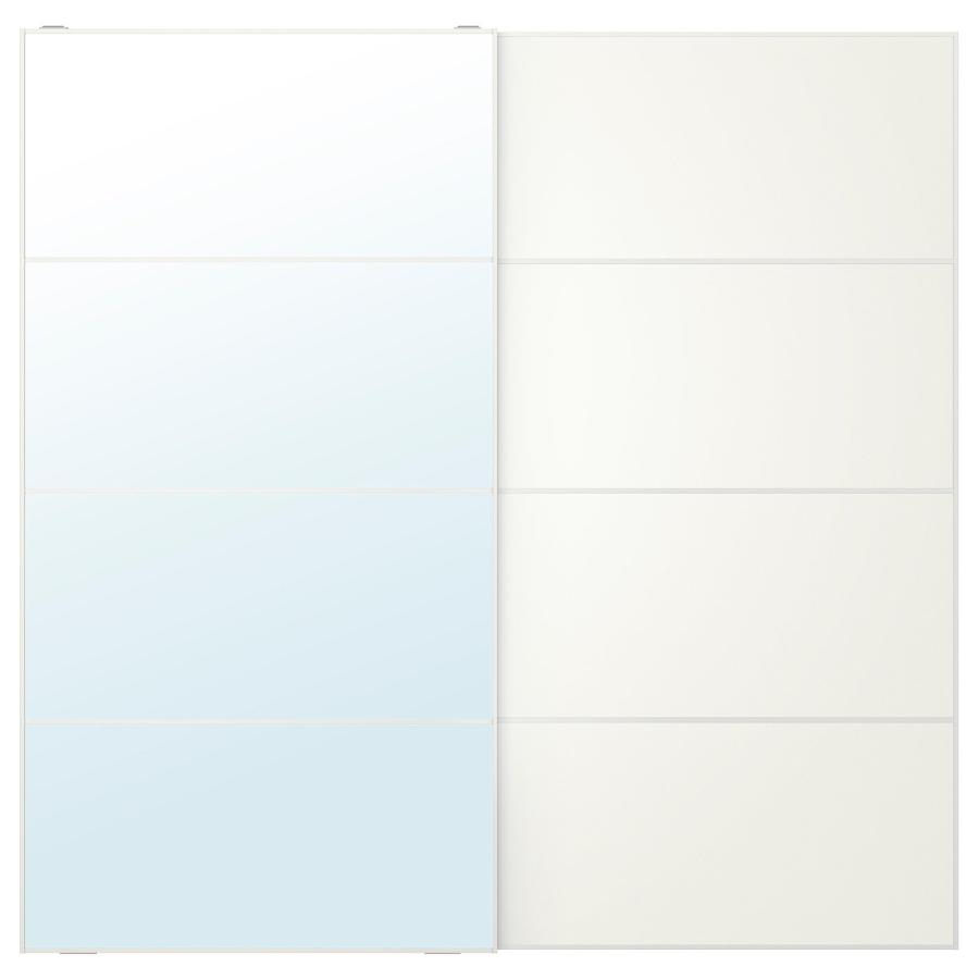 [IKEA/イケア/通販]AULI アウリ / MEHAMN メーハムン 引き戸 2枚組, ホワイト ミラーガラス/両面仕様 ホワイト, 200x201 cm[3](69560305) | 