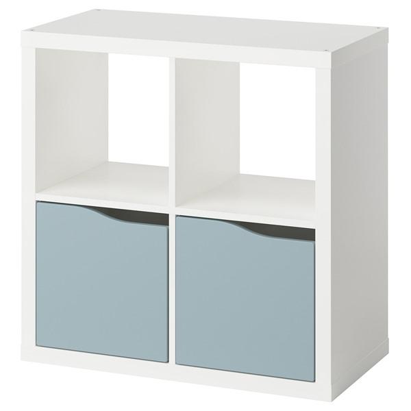 [IKEA/イケア/通販]KALLAX カラックスシェルフユニット, 扉2枚付き ホワイト/ライトグレーブルー 波……[3](69579965) | 