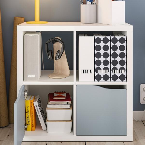 [IKEA/イケア/通販]KALLAX カラックスシェルフユニット, 扉2枚付き ホワイト/ライトグレーブルー 波……[3](69579965) |  | 02