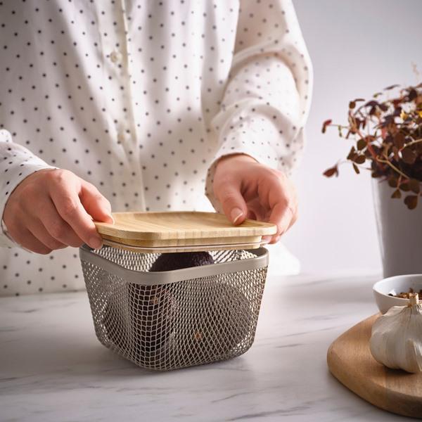 [IKEA/イケア/通販]IKEA 365+食品保存バスケット ふた付き, 正方形 メタル/ライトグレーブラウン 竹,1……[AA](69581478) |  | 01