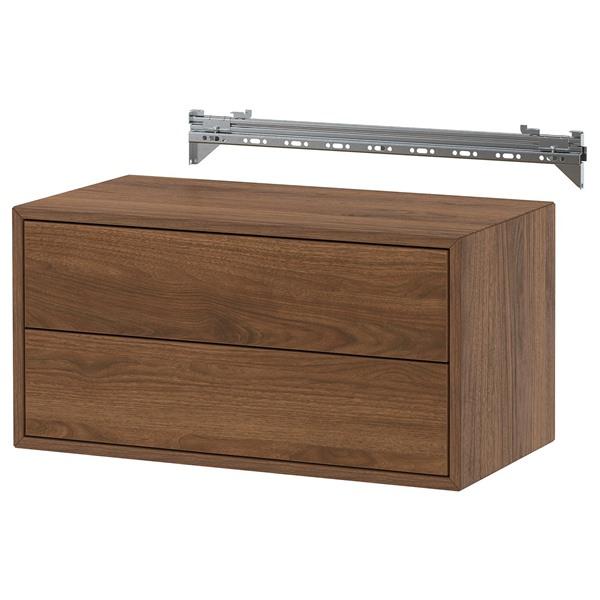 [IKEA/イケア/通販]EKET エーケト壁取り付け式収納コンビネーション, 引き出し2段付き/ブラウン ウォールナット調,70x35x35 cm[CC](69590374) | 