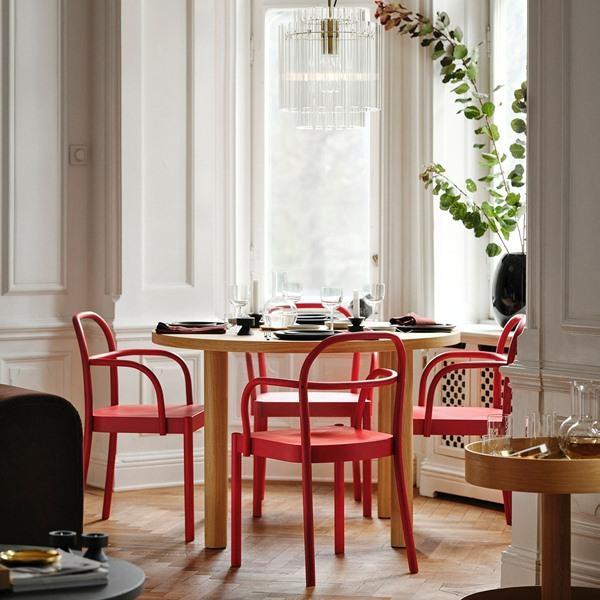 [IKEA/イケア/通販]STOCKHOLM 2025 ストックホルム 2025 / STOCKHOLM 2025 ストックホルム 2025 テーブル＆アームレスト付きチェア 4脚, オーク材突き板/レッド, |  | 04