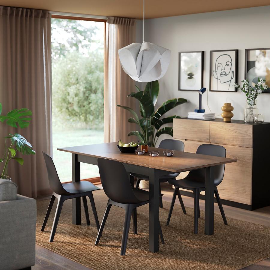[IKEA/イケア/通販]ALHULT オールフルト / ODGER オドゲル テーブル＆チェア4脚, ブラック/ブラウン/チャコール, 120/170x80 cm[6](69611574) |  | 01