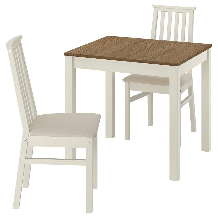 [IKEA/イケア/通販]ALHULT オールフルト / ALHULT オールフルト テーブル＆チェア2脚, ベージュ/ブラウン/カブ―サライトベージュ ベージュ, 80x74 cm[3](696116 | 
