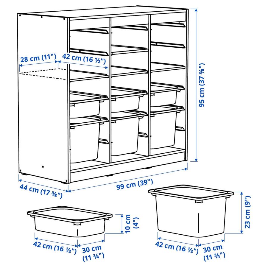 [IKEA/イケア/通販]TROFAST トロファスト 収納コンビネーション, 棚/ボックス付き ルームディバイダ―/ホワイト ライトブルー, 99x44x95 cm[10](69613120) |  | 03
