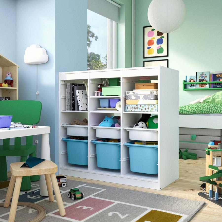 [IKEA/イケア/通販]TROFAST トロファスト 収納コンビネーション, 棚/ボックス付き ルームディバイダ―/ホワイト ライトブルー, 99x44x95 cm[10](69613120) |  | 04
