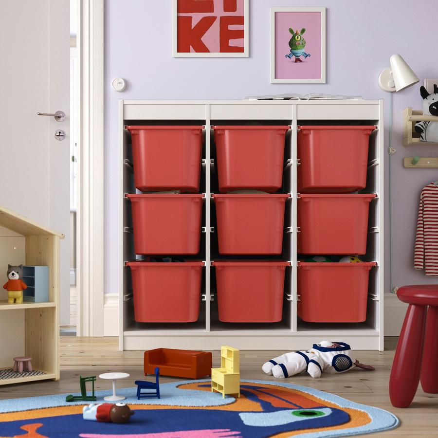 [IKEA/イケア/通販]TROFAST トロファスト 収納コンビネーション, ルームディバイダ―/ホワイト レッド, 99x44x95 cm[11](69613139) |  | 01