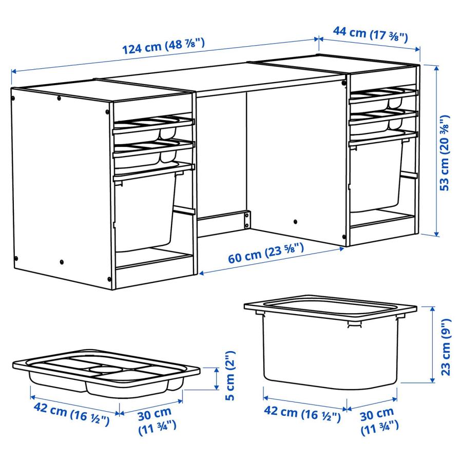 [IKEA/イケア/通販]TROFAST トロファスト デスク メッシュ収納ボックス/トレイ付き, ライトホワイトステインパイン/ホワイト ダークグレー, 124x44x53 cm[9](696 |  | 03