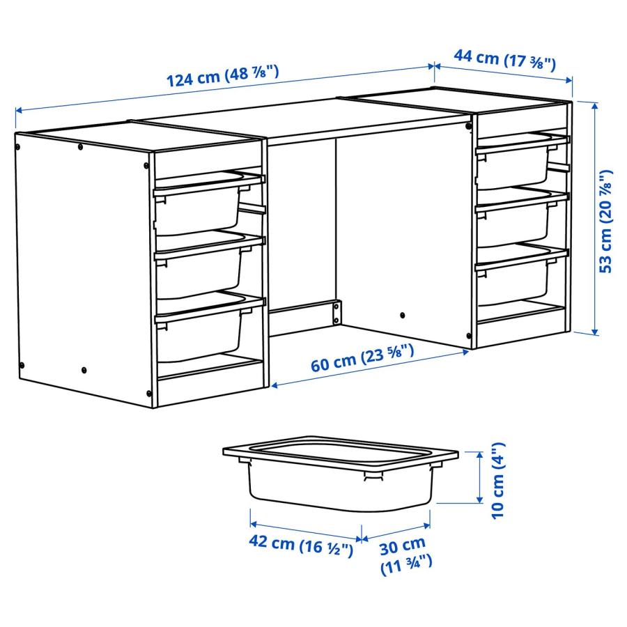 [IKEA/イケア/通販]TROFAST トロファスト デスク 収納ボックス付き, ライトホワイトステインパイン ライトグリーン, 124x44x53 cm[9](69613945) |  | 03