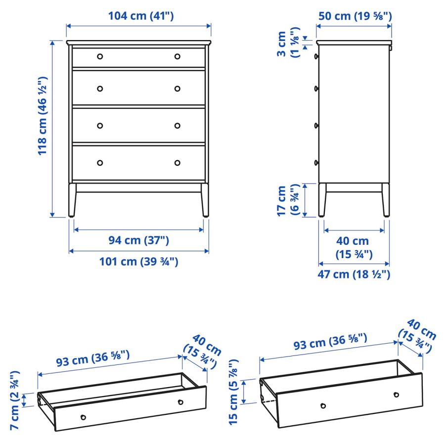 IKEA/イケア/通販]IDANAS イダネス チェスト（引き出し×4）, ダーク
