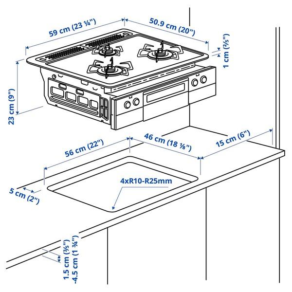 [IKEA/イケア/通販]OSSJO オッショーLPGガスコンロ グリル付き,59 cm[G](70534198) |  | 06