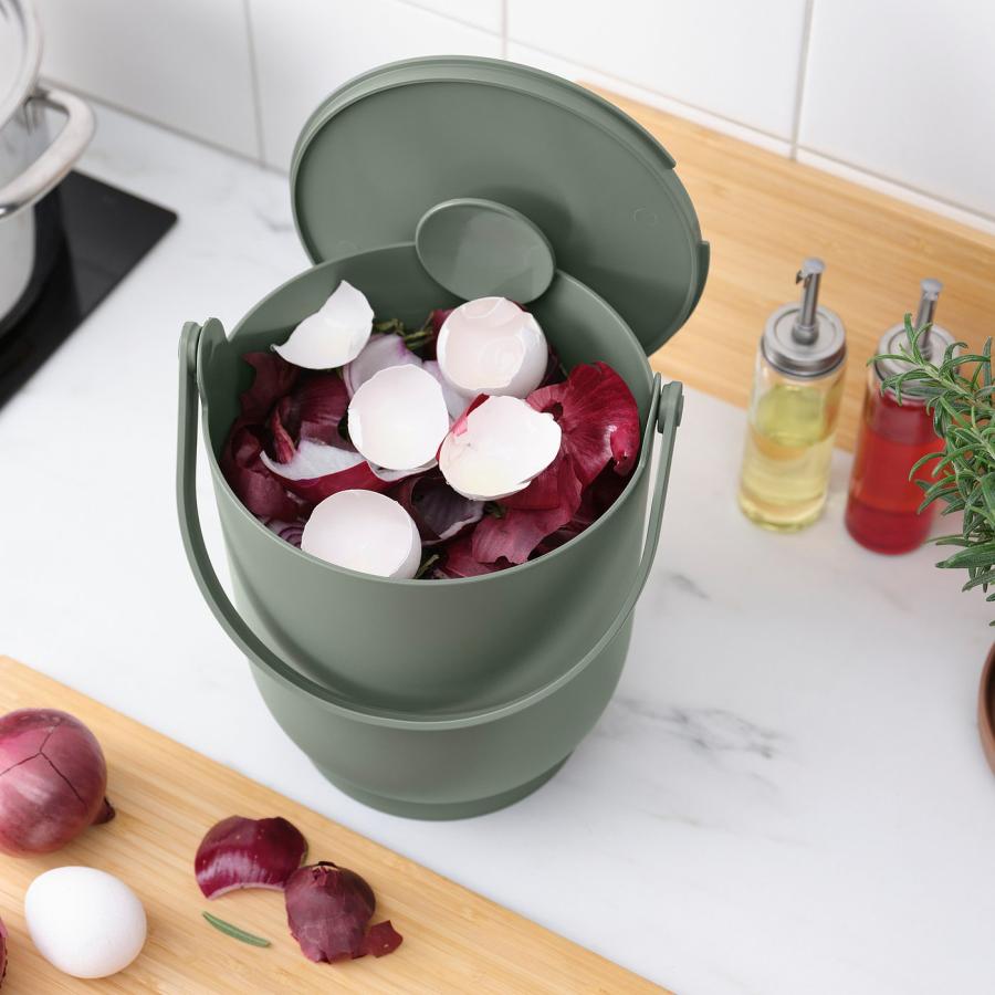 [IKEA/イケア/通販]FARMARKVAST ファルマルクヴァスト 生ゴミ用ふた付きゴミ箱, グレーグリーン, 4 l[B](70567004) |  | 02