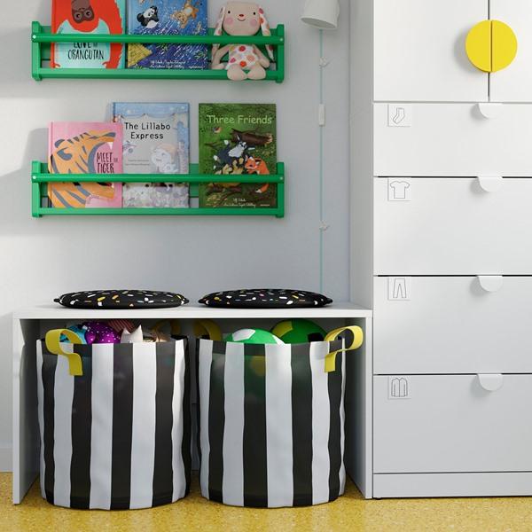 [IKEA/イケア/通販]NICKY ニッキー収納バッグ, ブラック ホワイト/ストライプ[B](70617495) |  | 01
