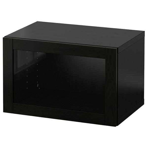 [IKEA/イケア/通販]BESTA ベストー 壁取り付け式キャビネットコンビネーション, ブラックブラウン/シンドヴィーク ブラックブラウンクリアガラス, 60x42x38 cm[4 | 