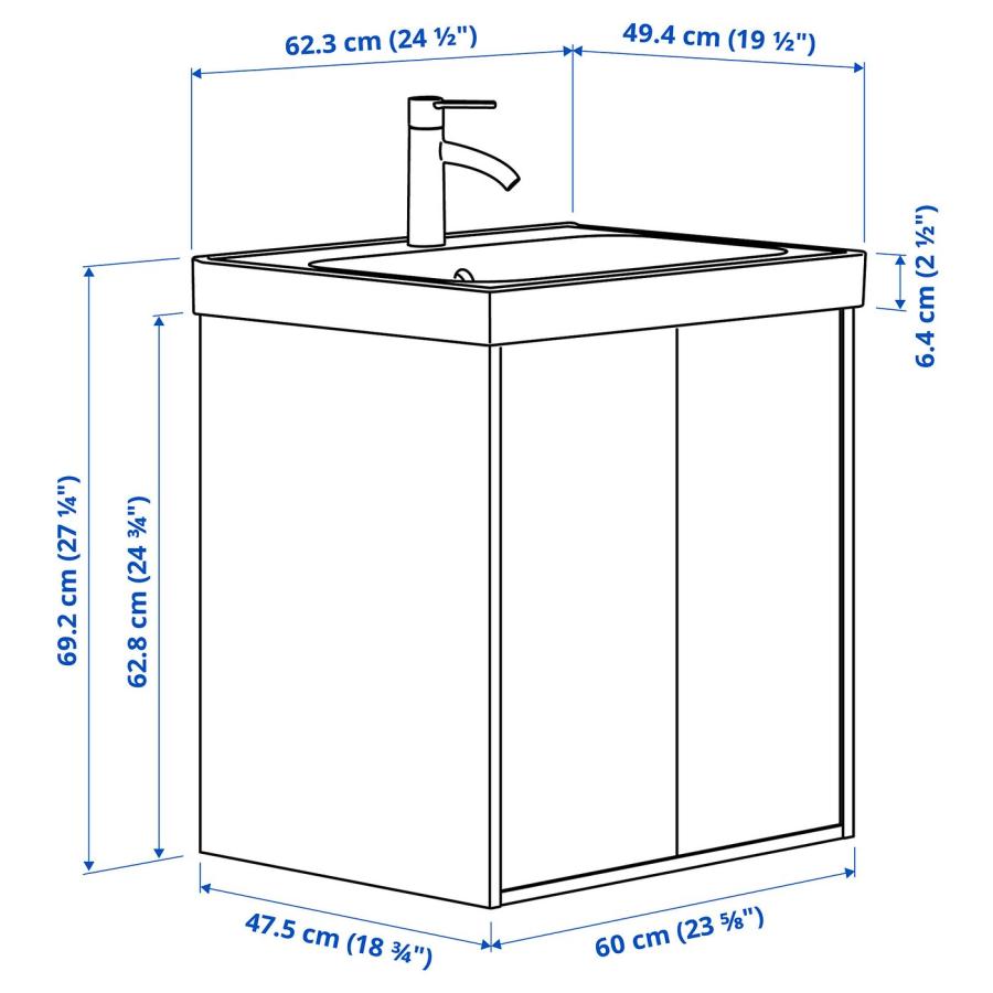 [IKEA/イケア/通販]HAVBACK ハーヴベック / ORRSJON オルショーン 洗面台 扉/洗面ボウル/水栓付き, ダークグレー, 62x49x69 cm[4](79516675) |  | 05