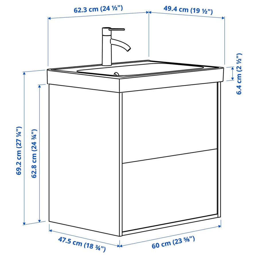 [IKEA/イケア/通販]HAVBACK ハーヴベック / ORRSJON オルショーン 洗面台 引き出し付き/洗面ボウル/水栓, ダークグレー, 62x49x69 cm[5](79516680) |  | 06