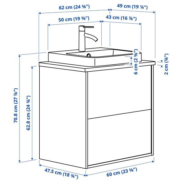 [IKEA/イケア/通販]ANGSJON エングショーン / BACKSJON バックショーン洗面台 引き出し付き/洗面ボウル/水栓, ハイグロス ホワイト/竹,62x49x71 cm[5](79526801) |  | 02