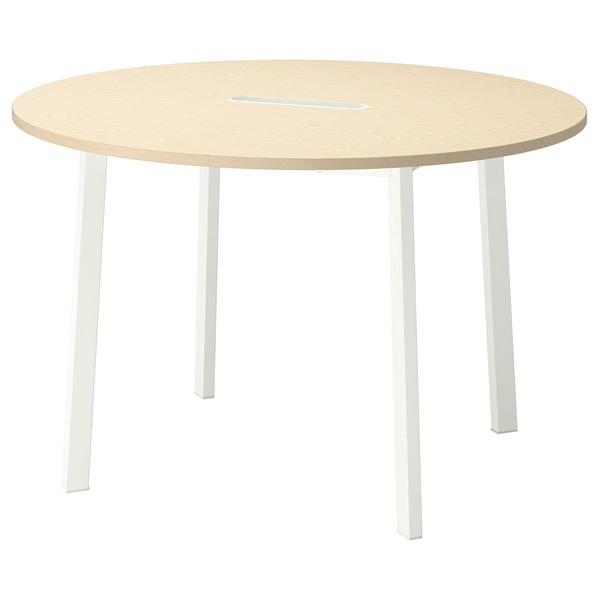 [IKEA/イケア/通販]MITTZON ミッツォーン会議用テーブル, 丸形 バーチ材突き板/ホワイト,120x75 cm[ID](79530389) | 