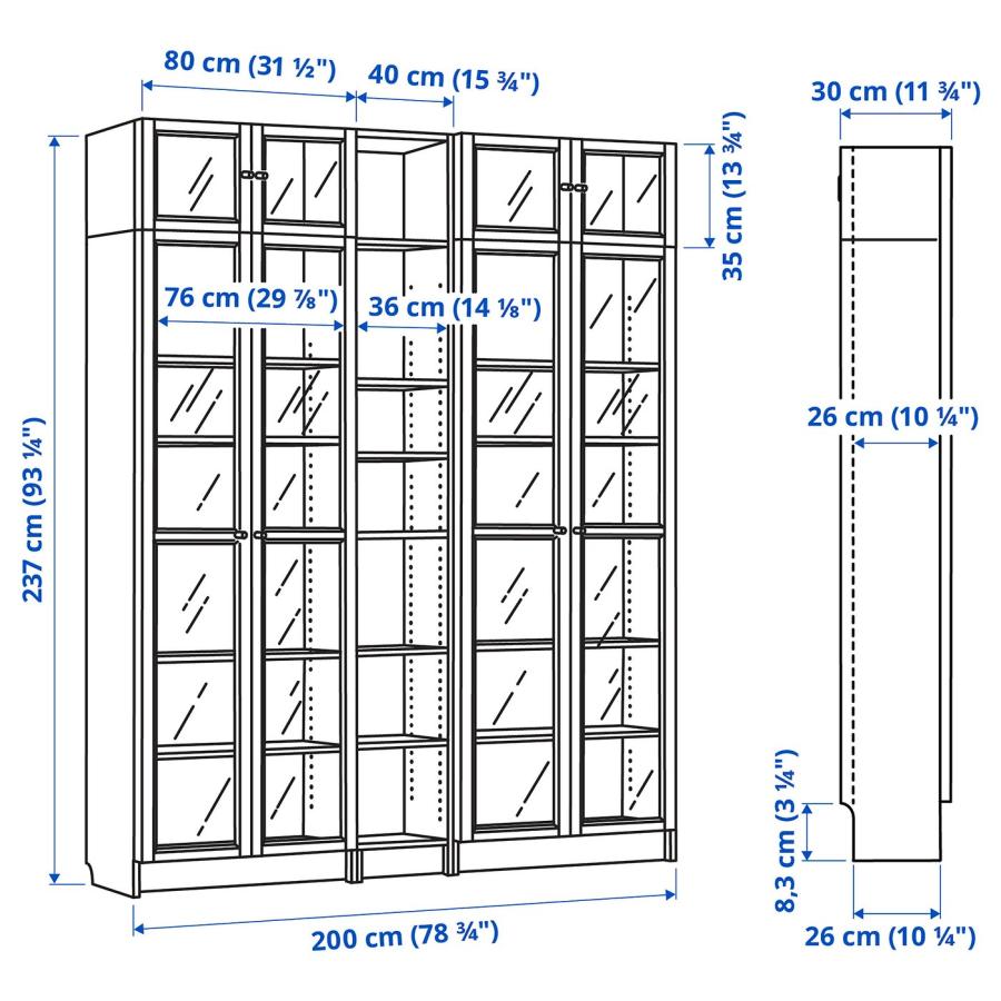 [IKEA/イケア/通販]BILLY ビリー / OXBERG オクスベリ 本棚, ホワイト, 200x30x237 cm[14](79545362) |  | 02