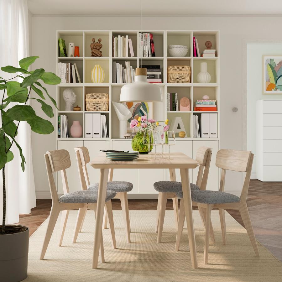 [IKEA/イケア/通販]LISABO リーサボー / LISABO リーサボー テーブル＆チェア4脚, アッシュ/タルミーラ ホワイト/ブラック, 140x78 cm[5](79554827) |  | 01