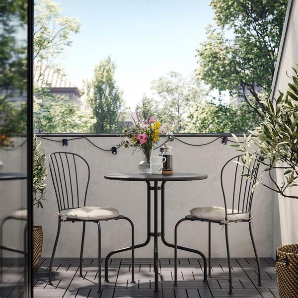 IKEA/イケア/通販]LACKO レッコテーブル＆チェア2脚 屋外用, グレー