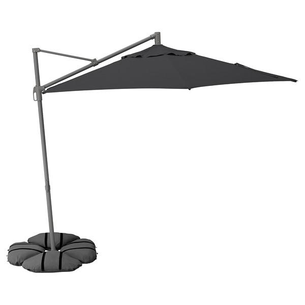 [IKEA/イケア/通販]HISSO ヒッソー / IGGON イッゴーンハンギングパラソル ベース付き, チャコール/ダ……[KB](79577536) | 