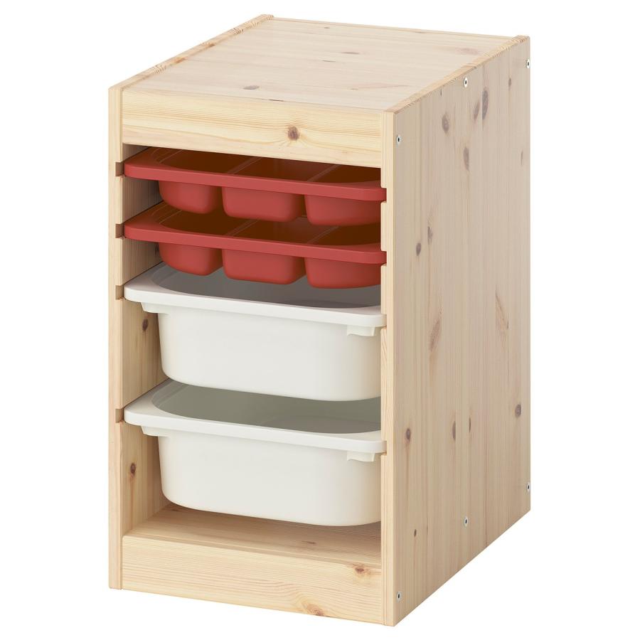 [IKEA/イケア/通販]TROFAST トロファスト 収納コンビネーション ボックス/トレイ付, ライトホワイトステインパイン レッド/ホワイト, 32x44x53 cm[5](79602017) | 