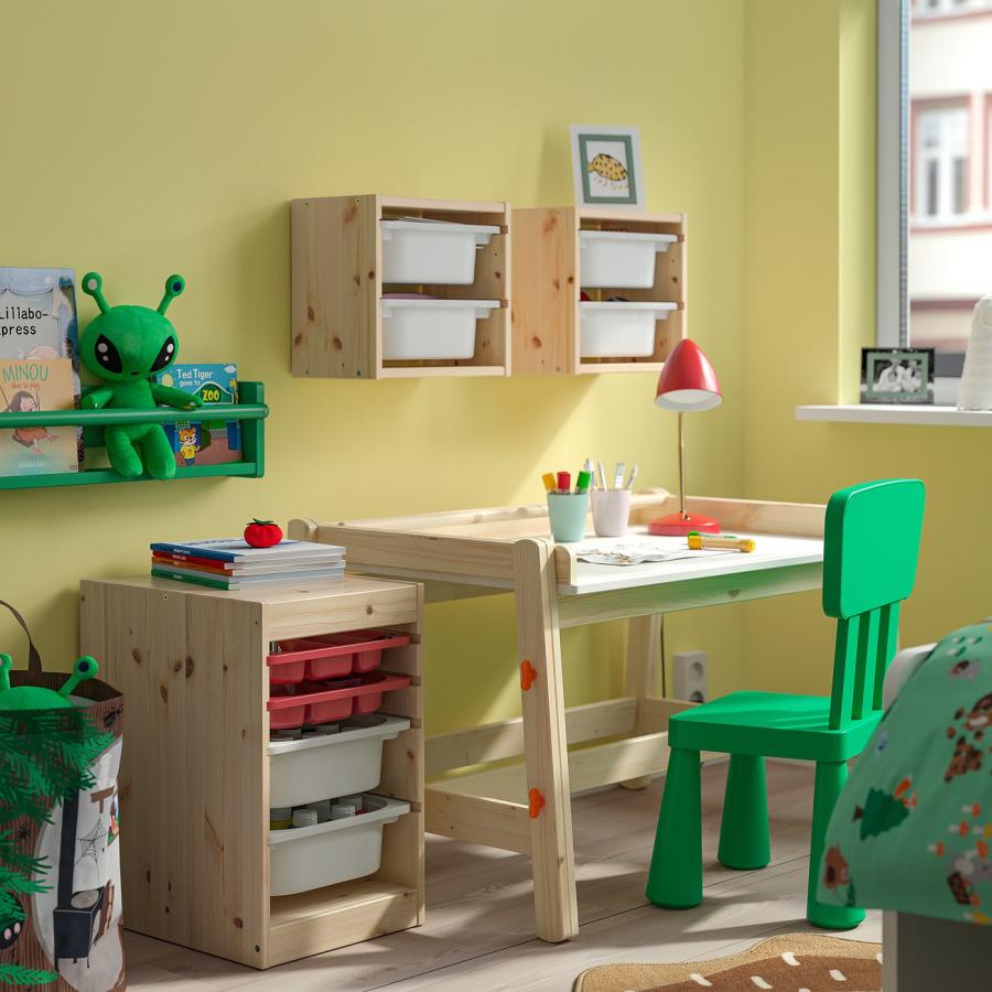 [IKEA/イケア/通販]TROFAST トロファスト 収納コンビネーション ボックス/トレイ付, ライトホワイトステインパイン レッド/ホワイト, 32x44x53 cm[5](79602017) |  | 01