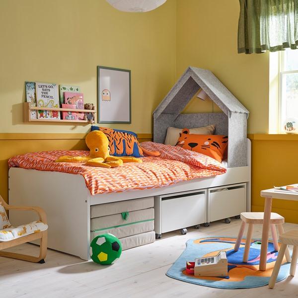 [IKEA/イケア/通販]SLAKT スレクトベッドフレーム, ベッドアクセサリー付き/グレー,90x200 cm[3](79608420) |  | 01