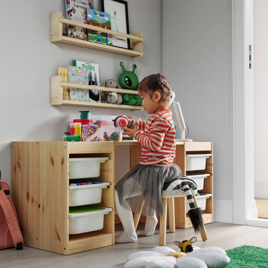 [IKEA/イケア/通販]TROFAST トロファスト デスク 収納ボックス付き, ライトホワイトステインパイン/ホワイト ライトブルー, 124x44x53 cm[7](79613898) |  | 01