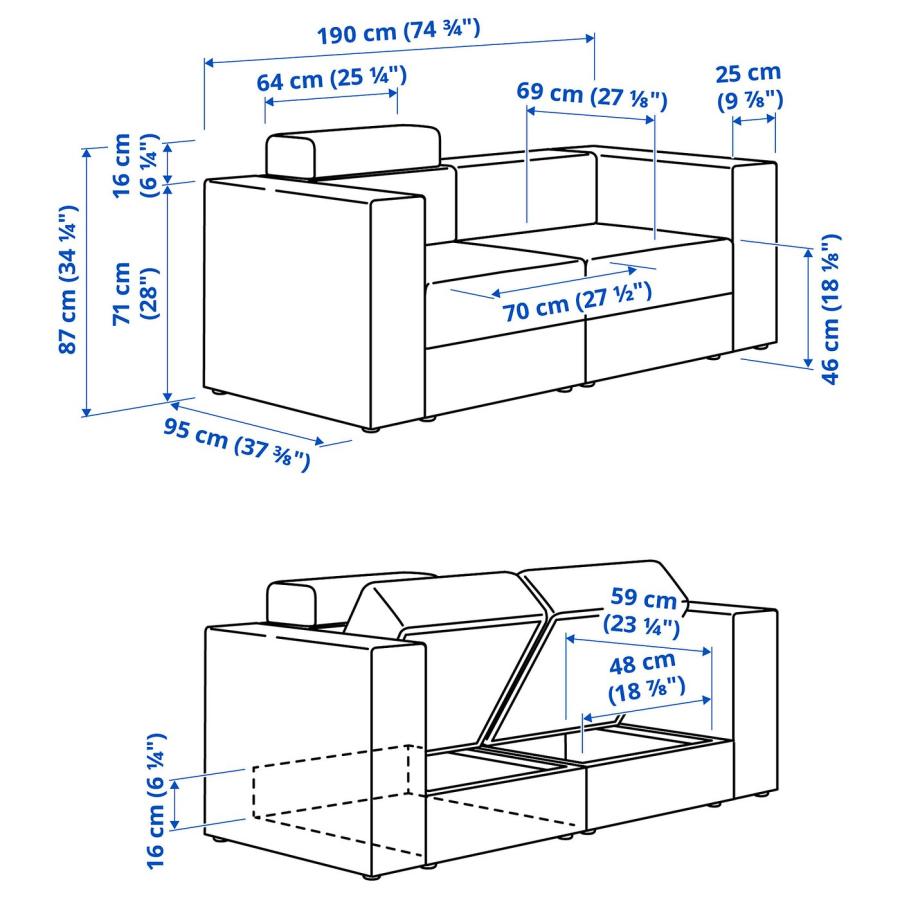 [IKEA/イケア/通販]JATTEBO イェッテボ 2人掛けモジュールソファ， ヘッドレスト付き/サムサーラ ダークブルー[12](79617622)_10
