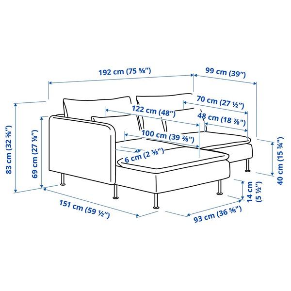 [IKEA/イケア/通販]SODERHAMN ソーデルハムン 2人掛けソファ, 寝椅子付き アームレスト付き/フリードトゥナ ダークグレーブルー[6](79622242) |  | 04