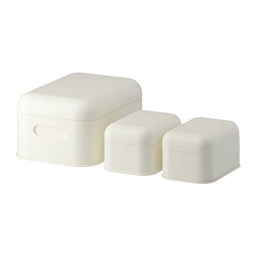 IKEA/イケア SNIKA ふた付きボックス3個セット, ホワイト | 