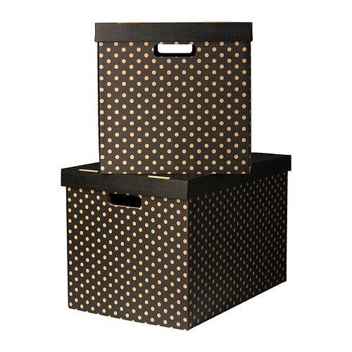 IKEA/イケア PINGLA ふた付きボックス, ブラック | 