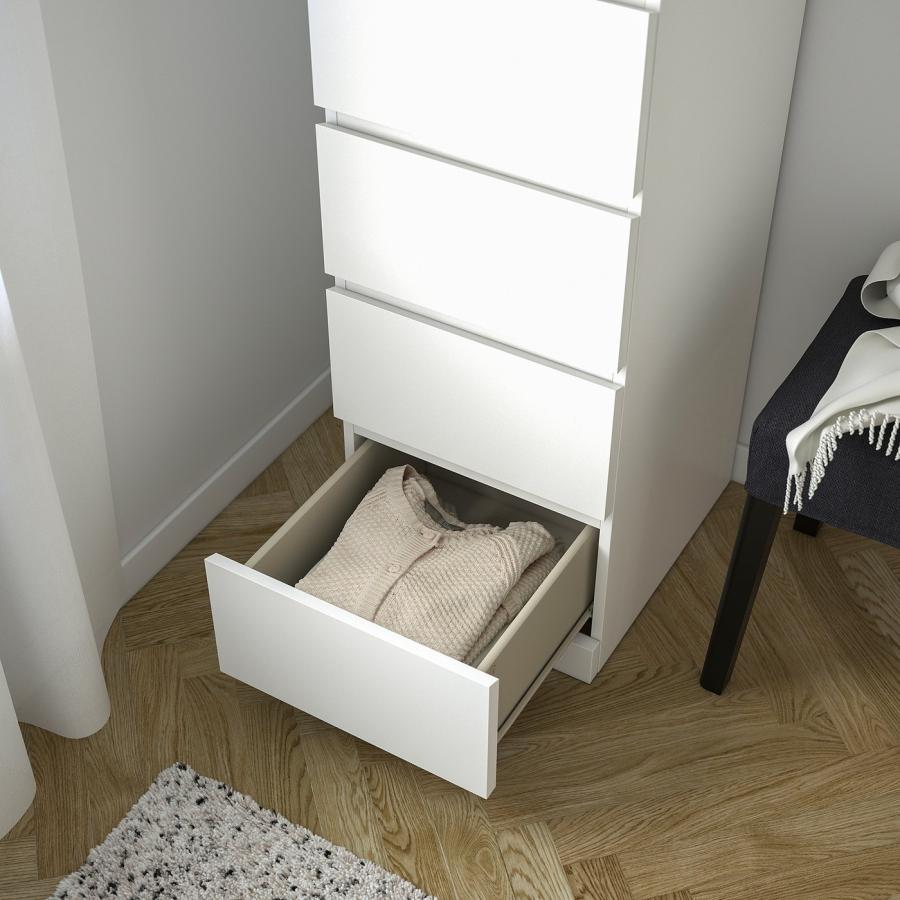 【送料込】IKEA マルム チェスト 引き出し6 MALM マルム チェスト（引き出し×6）, ホワイトステインオーク材突き板