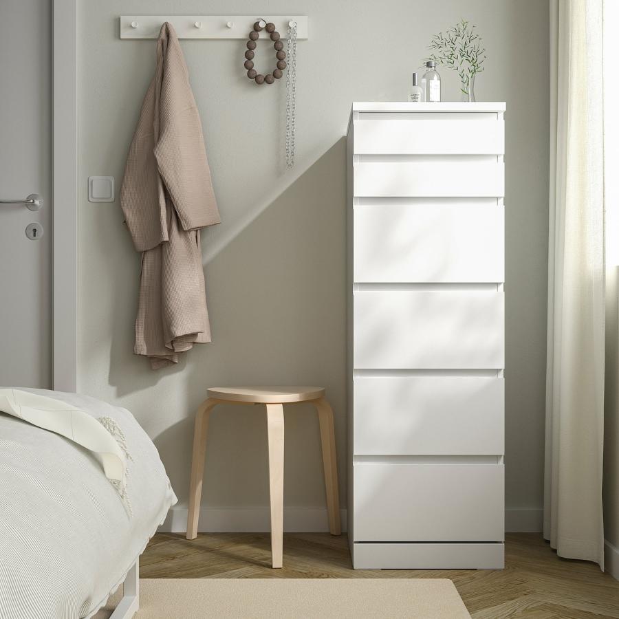 【対面取引可5000円】IKEA MALM マルム クローゼット タンス MALM マルム チェスト（引き出し×4）, ホワイトステインオーク材突き板