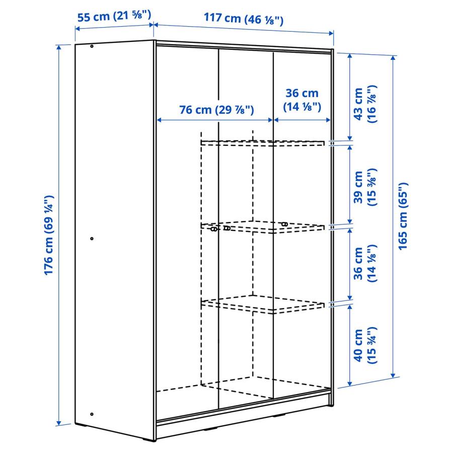 [IKEA/イケア/通販]KLEPPSTAD クレップスタード ワードローブ 扉3枚付き, ホワイト, 117x176 cm[3](80441759) |  | 06