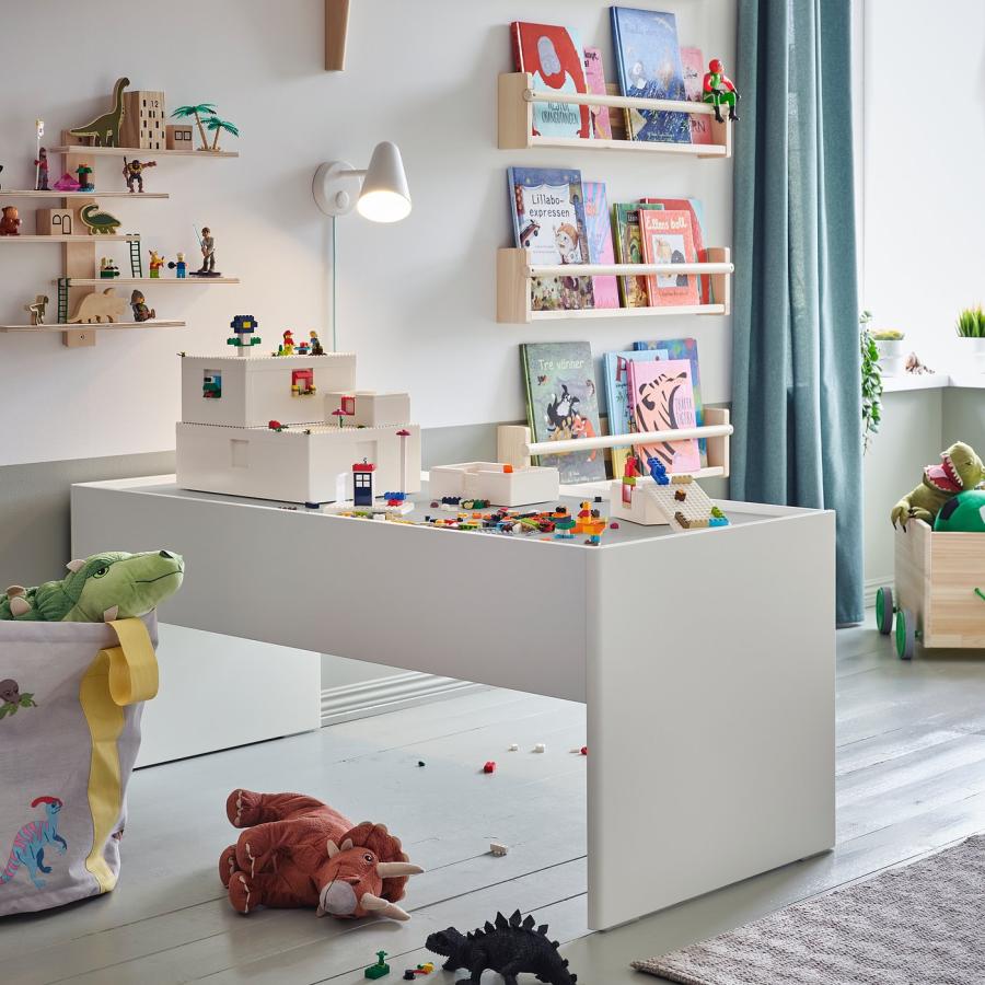 収納付き アクティビティーテーブル ドゥンドラ イケア　DUNDRA IKEA DUNDRA IKEA - white/gray storage, with table activity その他