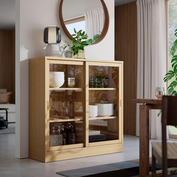 [IKEA/イケア/通販]TONSTAD トンスタードキャビネット ガラス引き戸付き, オーク材突き板,121x37x120 cm[HI](80489280) |  | 02