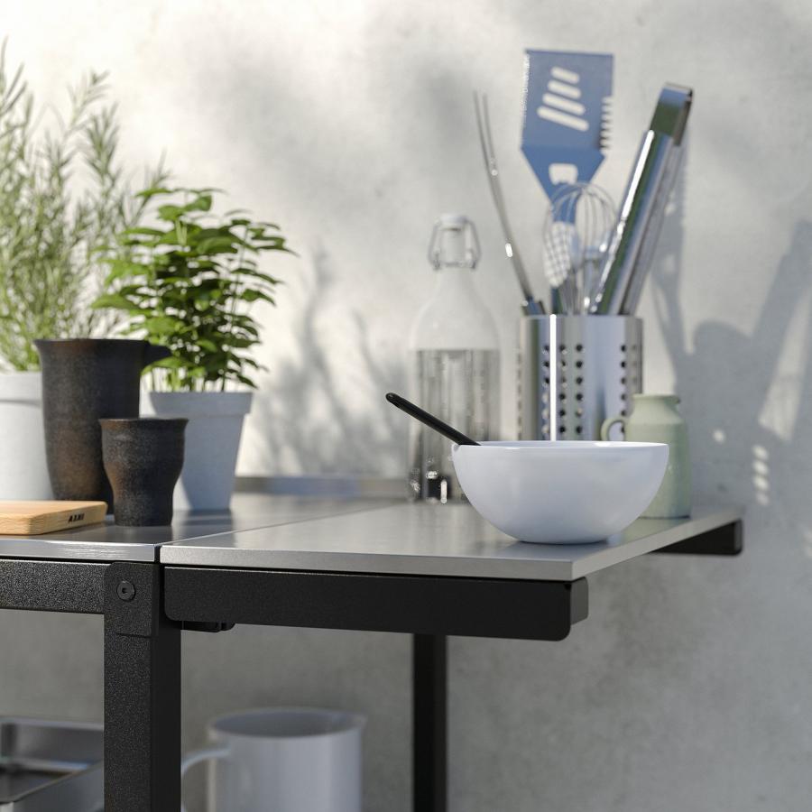 [IKEA/イケア/通販]GRILLSKAR グリルシェール サイドテーブル、屋外用, ブラック ステンレススチール/屋外用, 30x61 cm[D](80523180)_1