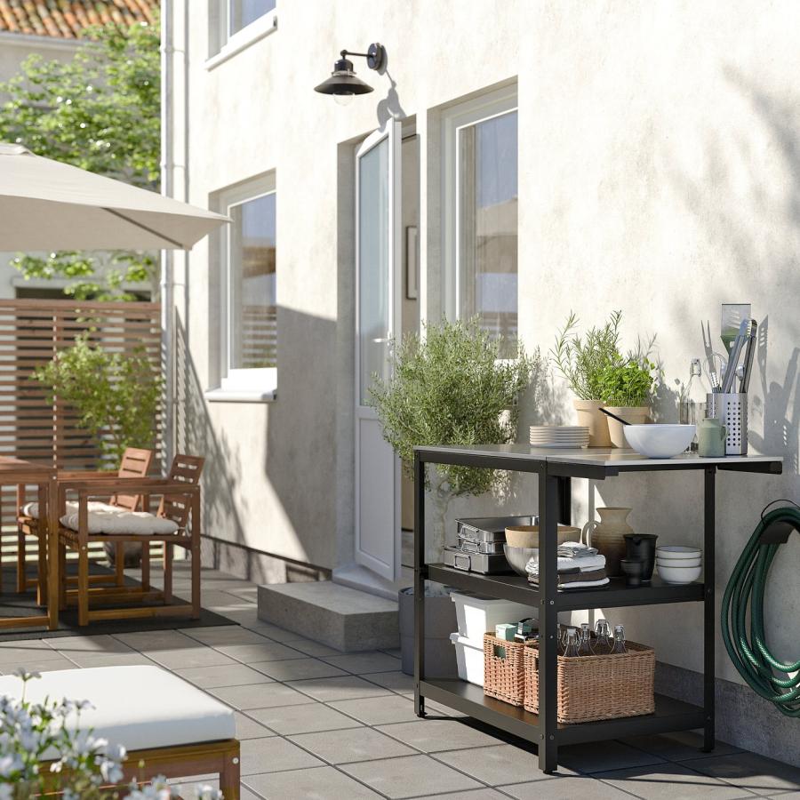 [IKEA/イケア/通販]GRILLSKAR グリルシェール サイドテーブル、屋外用, ブラック ステンレススチール/屋外用, 30x61 cm[D](80523180)_2