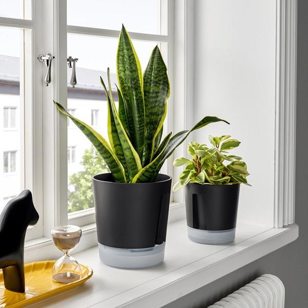 [IKEA/イケア/通販]VARDTRAD ヴォルドトレド自動水やり機能付き植木鉢, 室内/屋外用 透明/チャコール,15 cm[AA](80570869) |  | 04