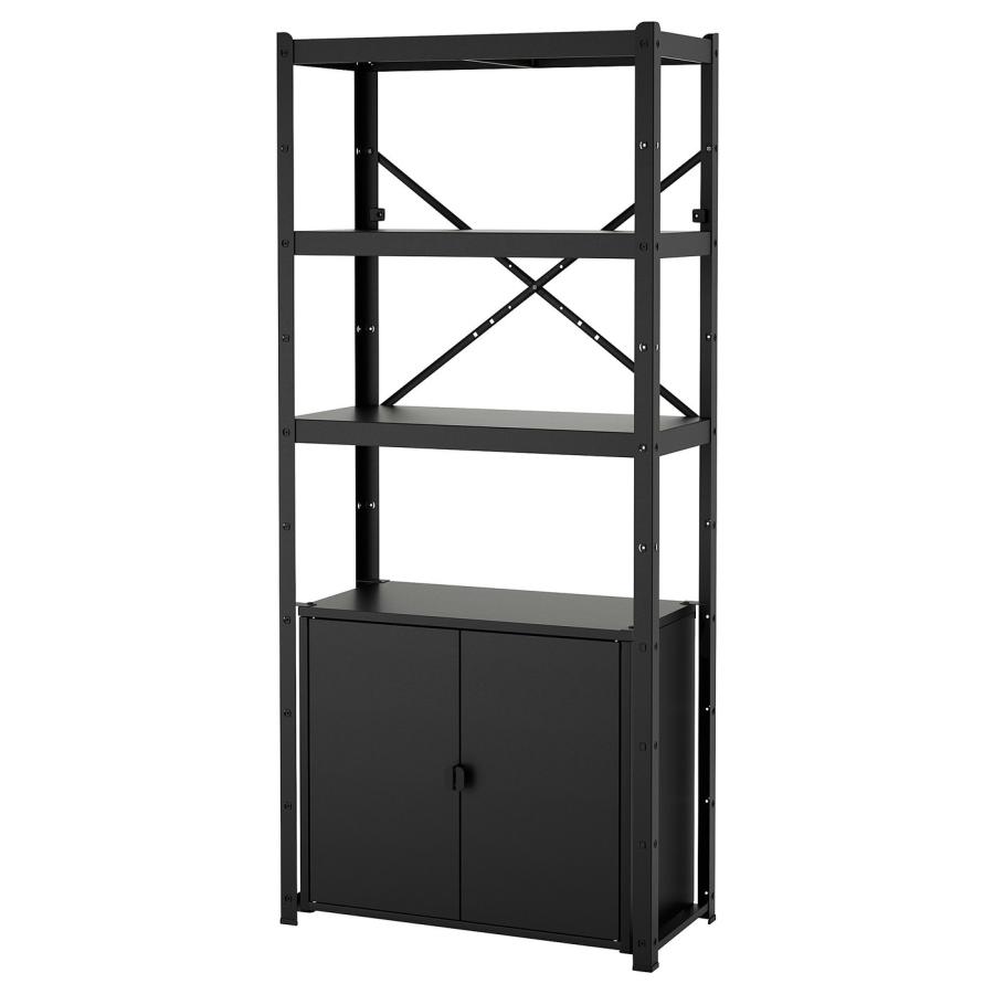 [IKEA/イケア/通販]BROR ブロール シェルフユニット キャビネット付き, ブラック, 85x40x190 cm[5](89296197) | 