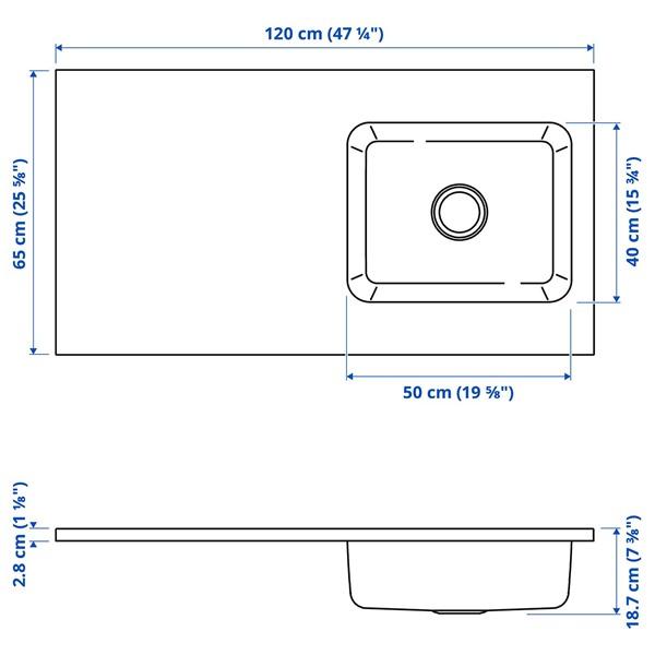 [IKEA/イケア/通販]OLOFSJON オロフショーンワークトップ 一体型シンク1点付き, ステンレススチール,120x65.0 cm[3](89393532) |  | 02