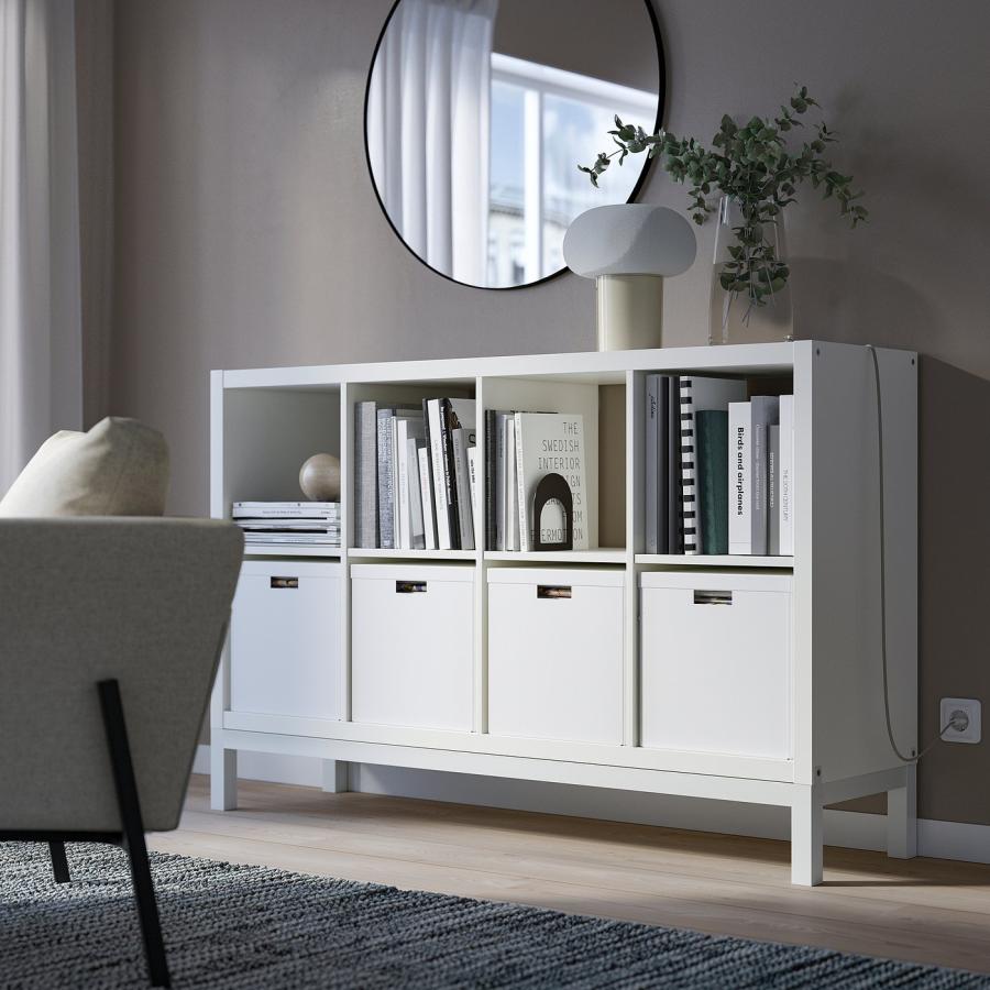 IKEA KALLAX カラックス シェルフユニット 収納付き KALLAX カラックス シェルフユニット, ホワイト, 42x147 cm - IKEA