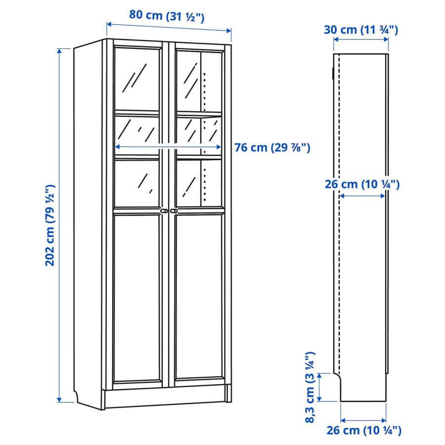 [IKEA/イケア/通販]BILLY ビリー / OXBERG オクスベリ 本棚 パネル/ガラス扉付き, オーク調, 80x30x202 cm[3](89483636) |  | 09