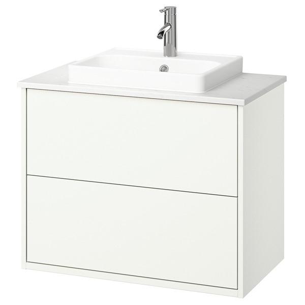 [IKEA/イケア/通販]HAVBACK ハーヴベック / ORRSJON オルショーン洗面台 引き出し付き/洗面ボウル/水栓, ホワイト/ホワイト 大理石調,82x49x71 cm[5](89526768) | 