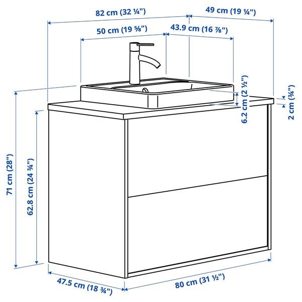 [IKEA/イケア/通販]HAVBACK ハーヴベック / ORRSJON オルショーン洗面台 引き出し付き/洗面ボウル/水栓, ホワイト/ホワイト 大理石調,82x49x71 cm[5](89526768) |  | 06