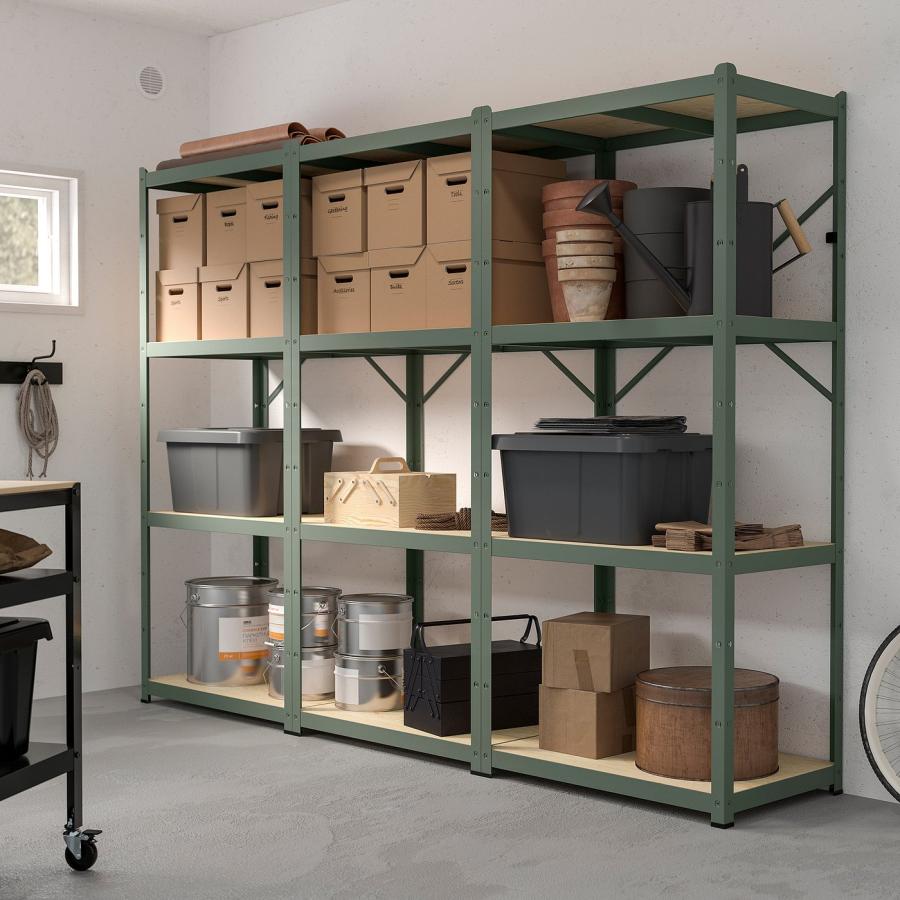 [IKEA/イケア/通販]BROR ブロール シェルフユニット, グレーグリーン/パイン材合板, 254x55x190 cm[15](89532180) |  | 01